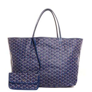 Authentic Goyard Saint Louis GM Blue St Louis Shoulder Tote Bag Pouch Purse